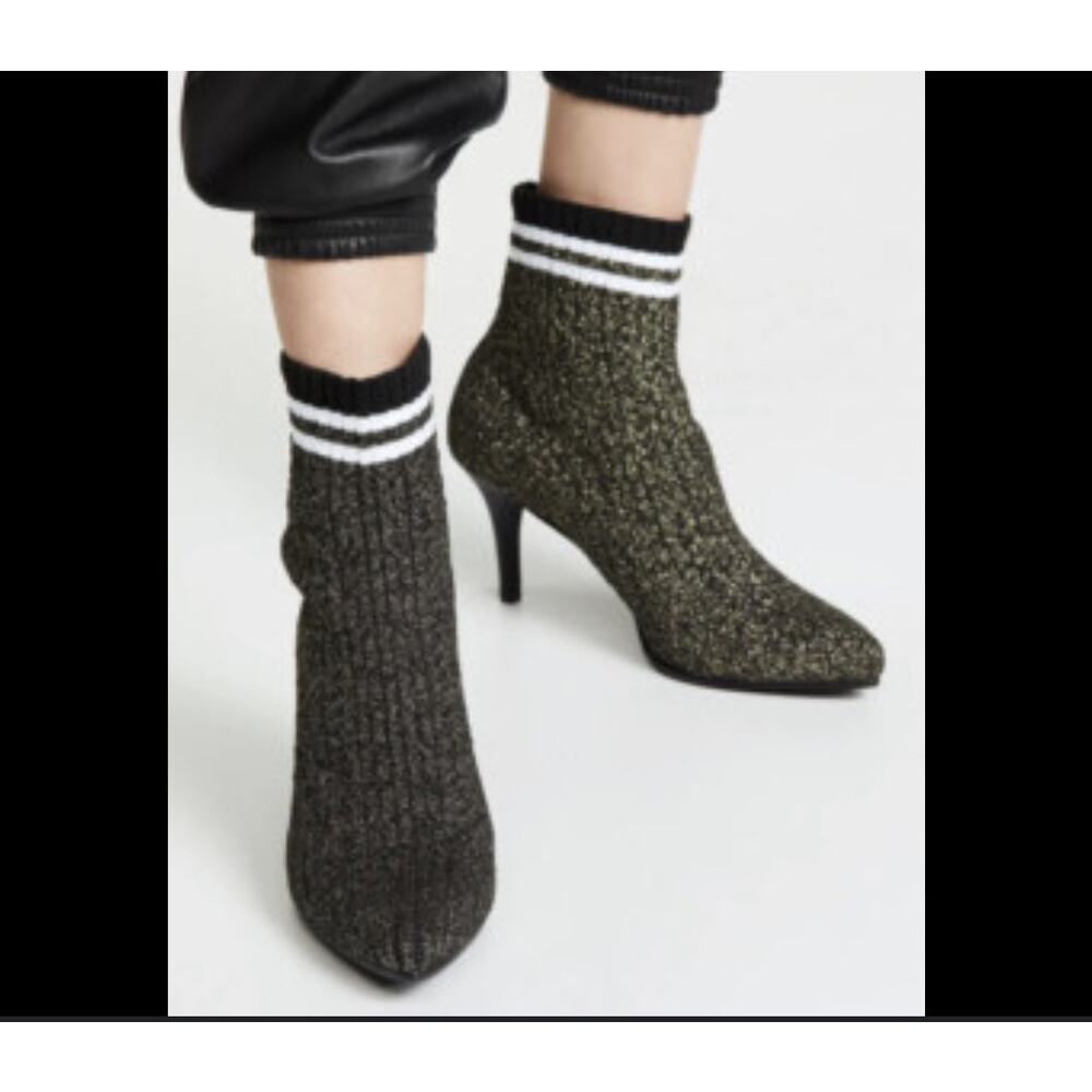 Stuart Weitzman Sock Bootie Black Gold Metallic K… - image 3